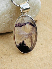 Rare Blue John Pendant, Oval 20mm x 13mm, Sterling Silver, Handmade Derbyshire UK