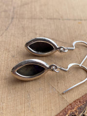 Marquise Raw Sapphire Dangle Earrings, Sterling Silver, September Birthstone