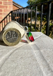 Watermelon Tourmaline Pendant, Emerald Cut 14mm 10mm Sterling Silver, Handmade UK gift