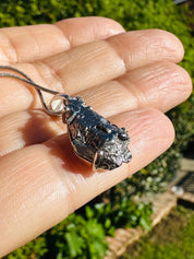 Meteorite Campo Del Cielo Pendant, 20mm x 11mm Sterling Silver, Handmade UK gift