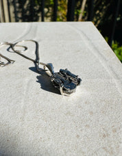 Meteorite Campo Del Cielo Pendant, 16mm 11mm Sterling Silver, Handmade UK gift