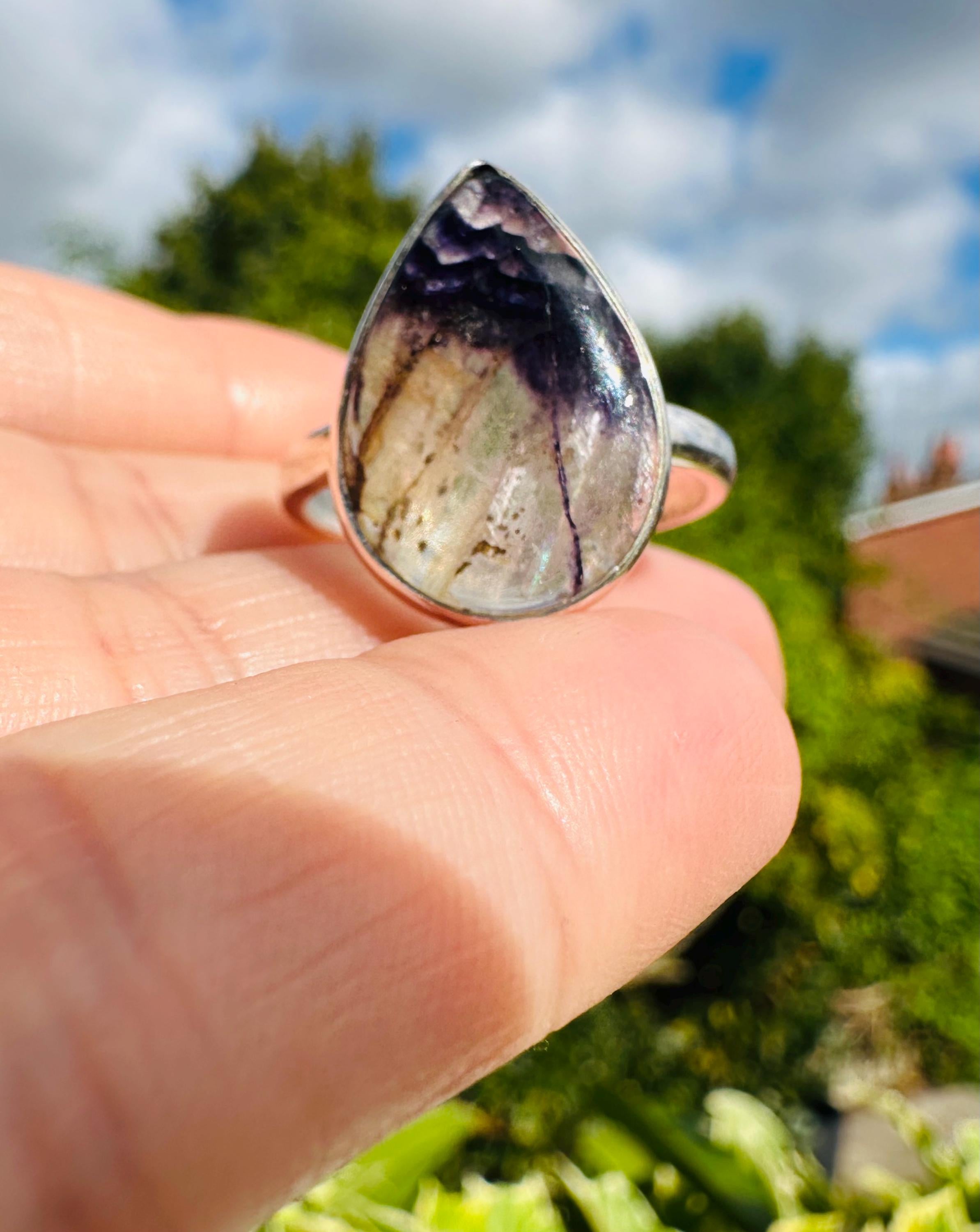 Blue John Silver Ring - Extremely Rare