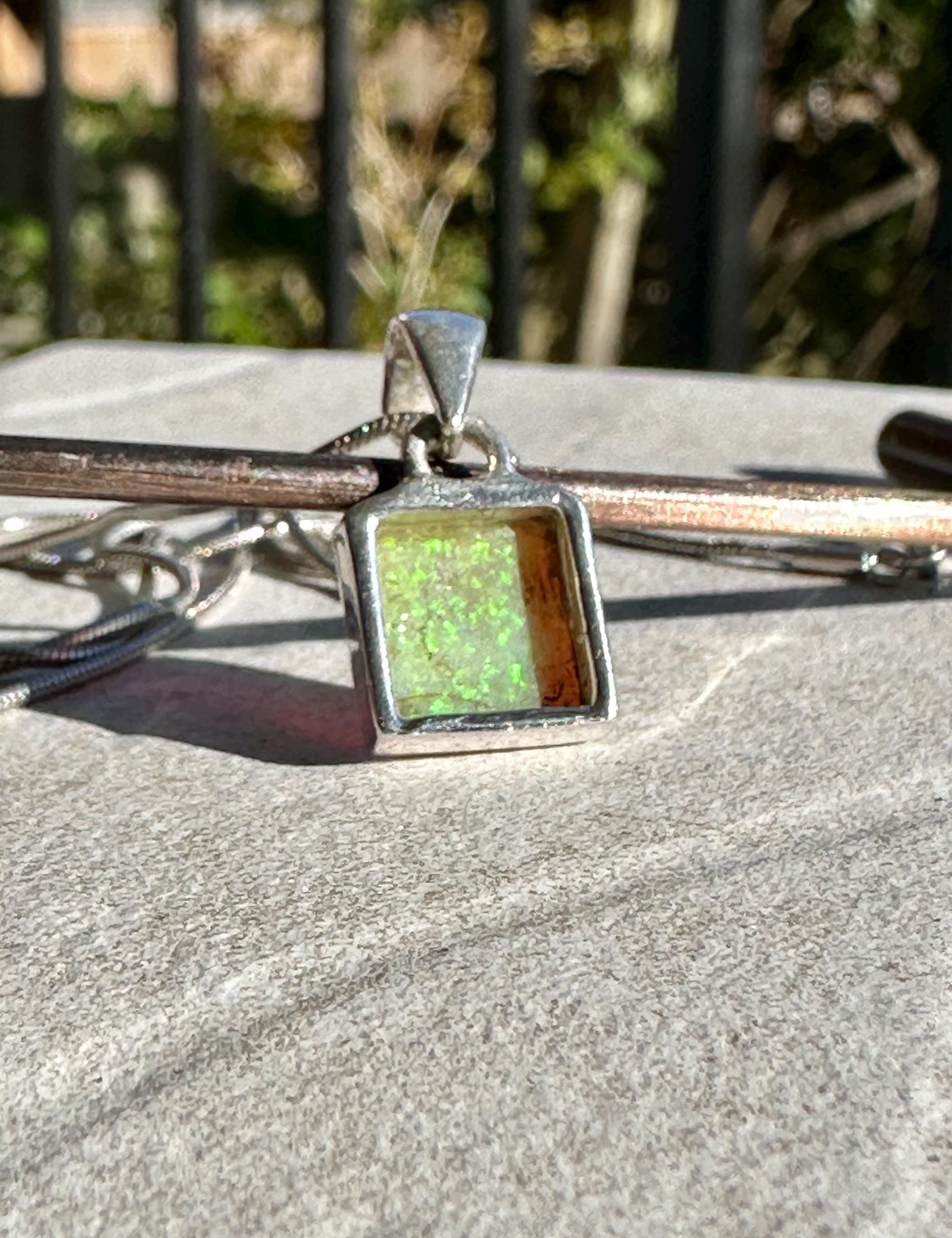 Sterling (Monarch) Opal Pendant, Square 11 mm x 11mm Sterling Silver, Handmade UK gift