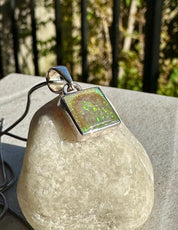 Sterling (Monarch) Opal Pendant, Square 11 mm x 11mm Sterling Silver, Handmade UK gift