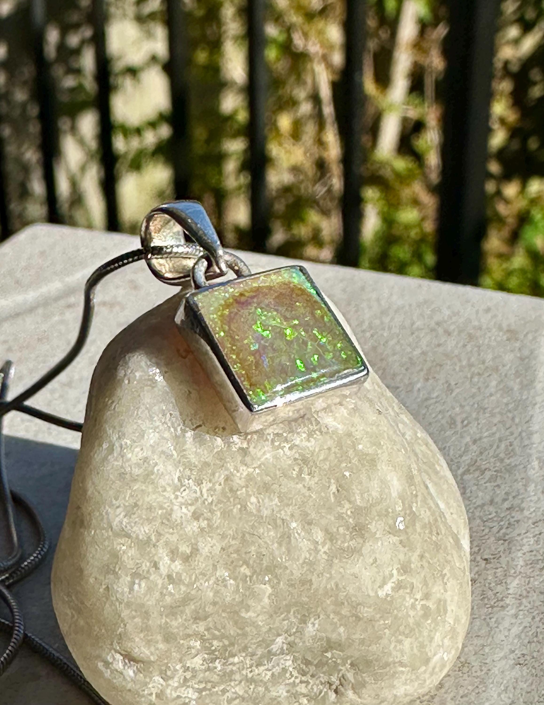 Sterling (Monarch) Opal Pendant, Square 11 mm x 11mm Sterling Silver, Handmade UK gift