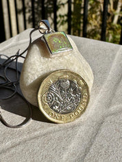 Sterling (Monarch) Opal Pendant, Square 11 mm x 11mm Sterling Silver, Handmade UK gift