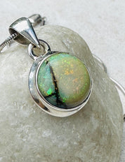 Sterling (Monarch) Opal Pendant, Round 12mm Diameter Sterling Silver, Handmade UK gift