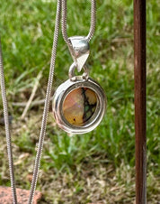 Sterling (Monarch) Opal Pendant, Round 12mm Diameter Sterling Silver, Handmade UK gift