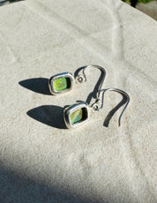 Sterling Silver Monarch Opal Earrings: Emerald Cut, Handmade