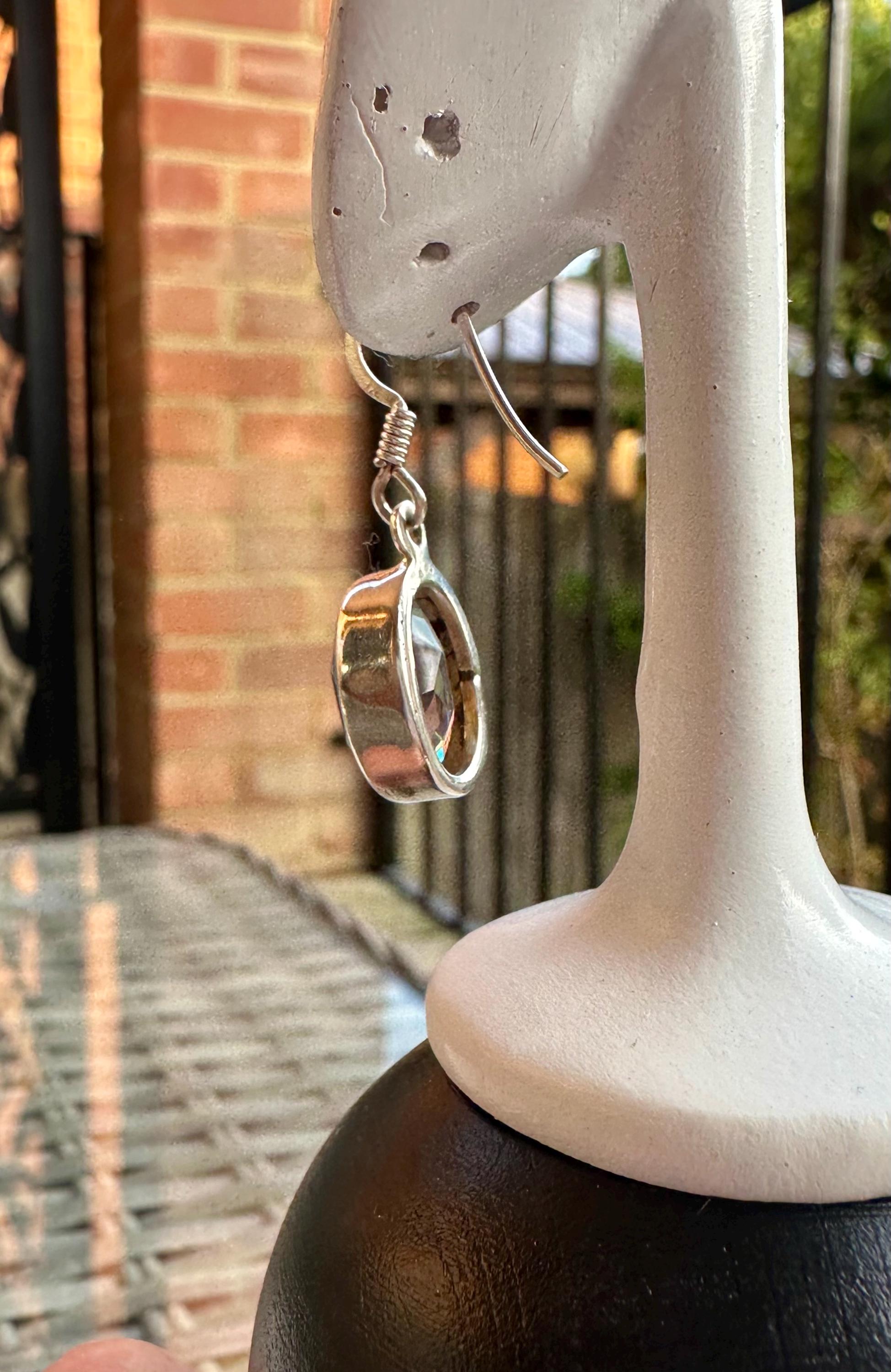 Oval Cut Mystic Topaz Sterling Silver Dangle Earrings