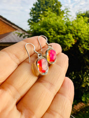 Oval Cut Mystic Topaz Sterling Silver Dangle Earrings