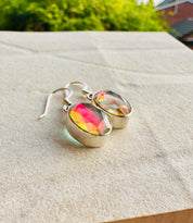 Oval Cut Mystic Topaz Sterling Silver Dangle Earrings