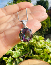Mystic Topaz Sterling Silver Pendant: Rainbow Gemstone, Handmade