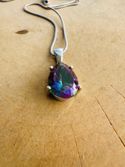 Mystic Topaz Teardrop Pendant: Sterling Silver, Handmade UK