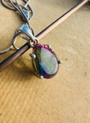 Mystic Topaz Teardrop Pendant: Sterling Silver, Handmade UK