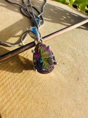 Mystic Topaz Teardrop Pendant: Sterling Silver, Handmade UK