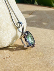 Mystic Topaz Sterling Silver Pendant: Rainbow Gemstone, Handmade