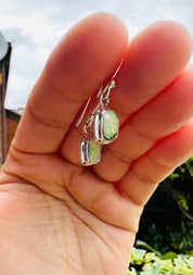 Sterling Opal Monarch Earrings, Sterling Silver Emerald Cut, Handmade