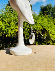 Blue Fire Moonstone Dangle Earrings: Sterling Silver, Handmade UK