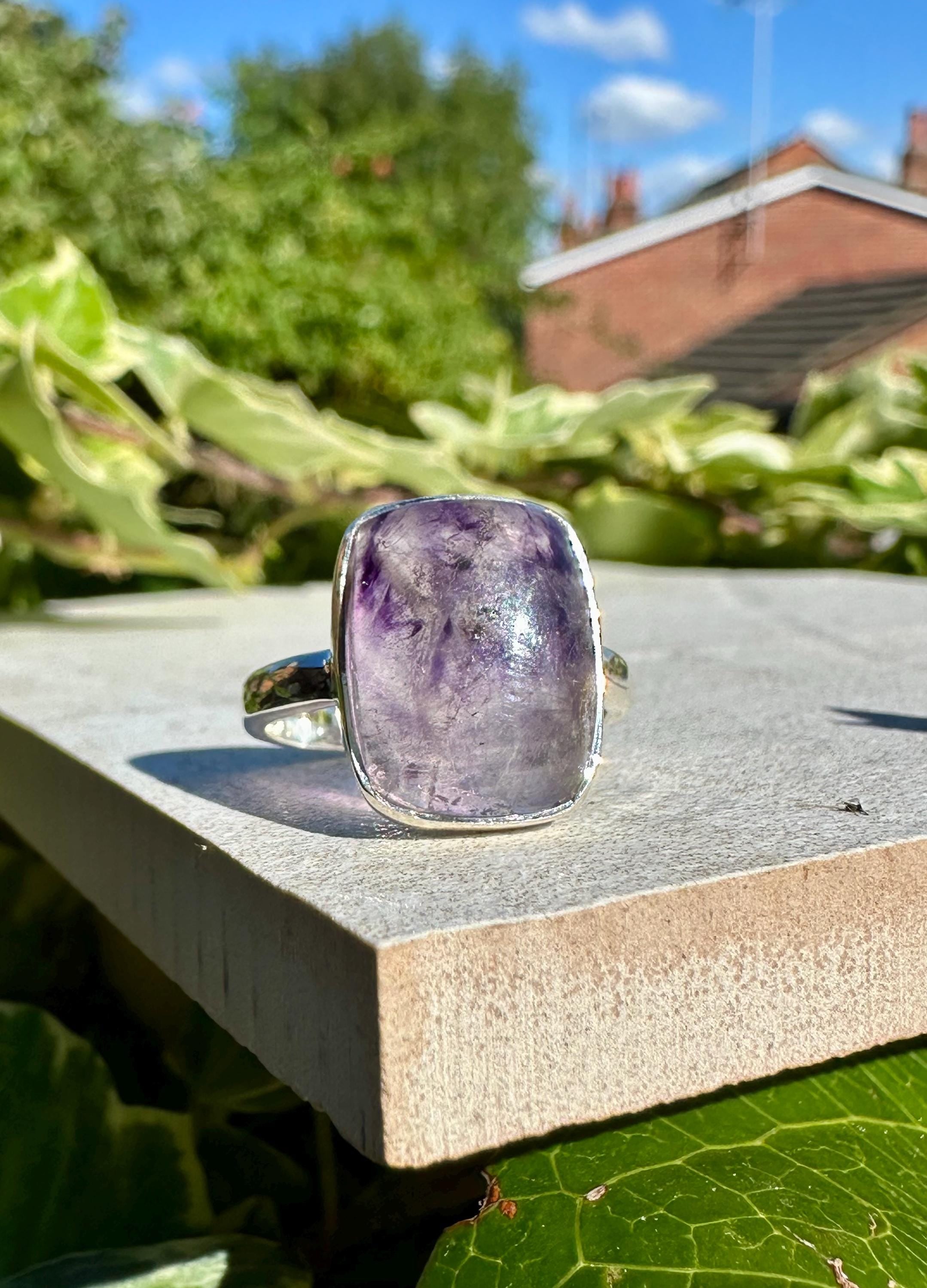 Blue John Ring: Handmade 925 Sterling Silver,Size N 1/2 (7) Derbyshire UK