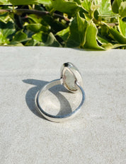 Blue Fire Moonstone Cabochon Ring, Teardrop 21mm x 13mm, Sterling Silver Handmade UK gift