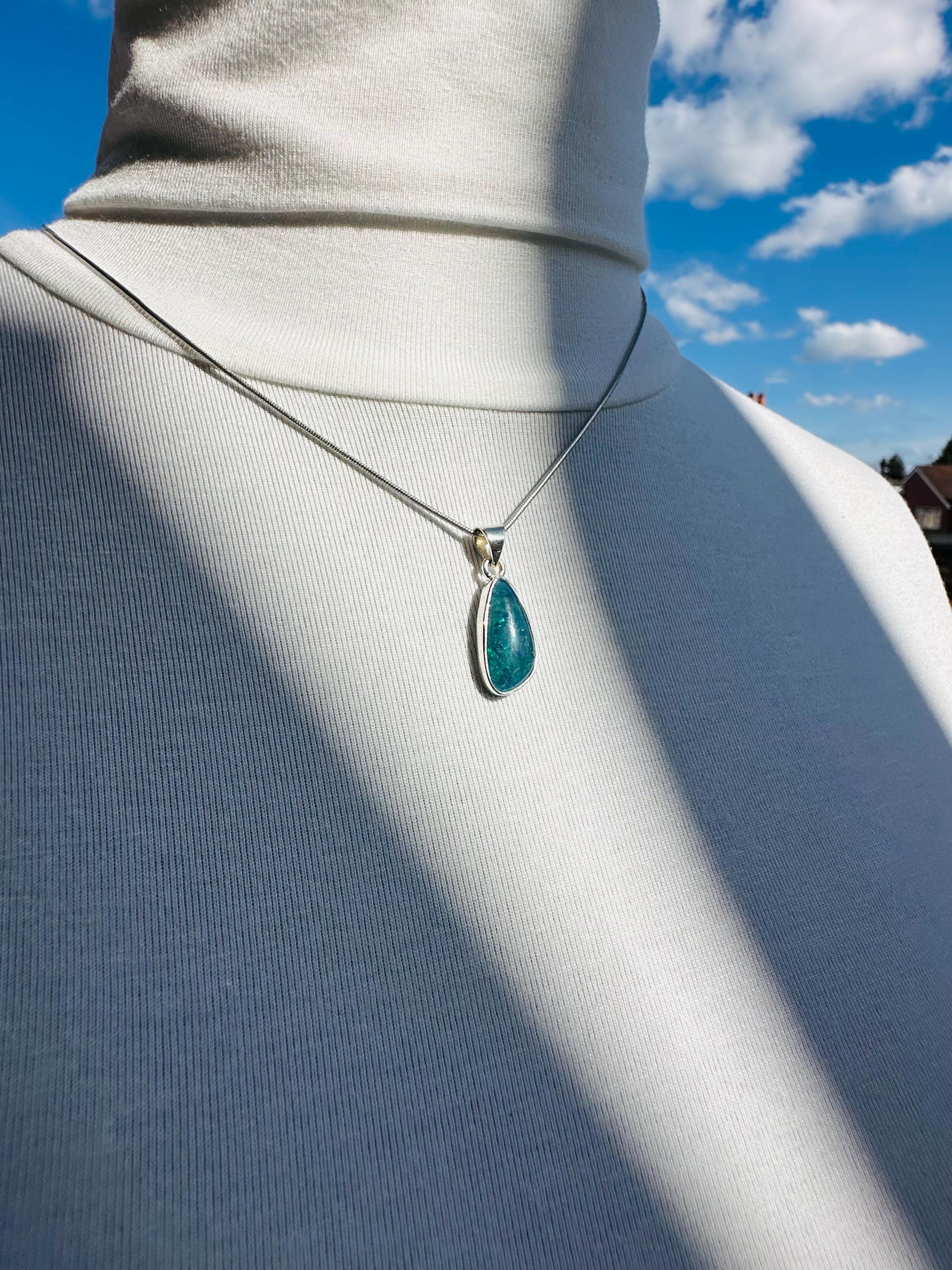 Natural Australian Pendant 19mm x 11mm Sterling Silver Handmade UK