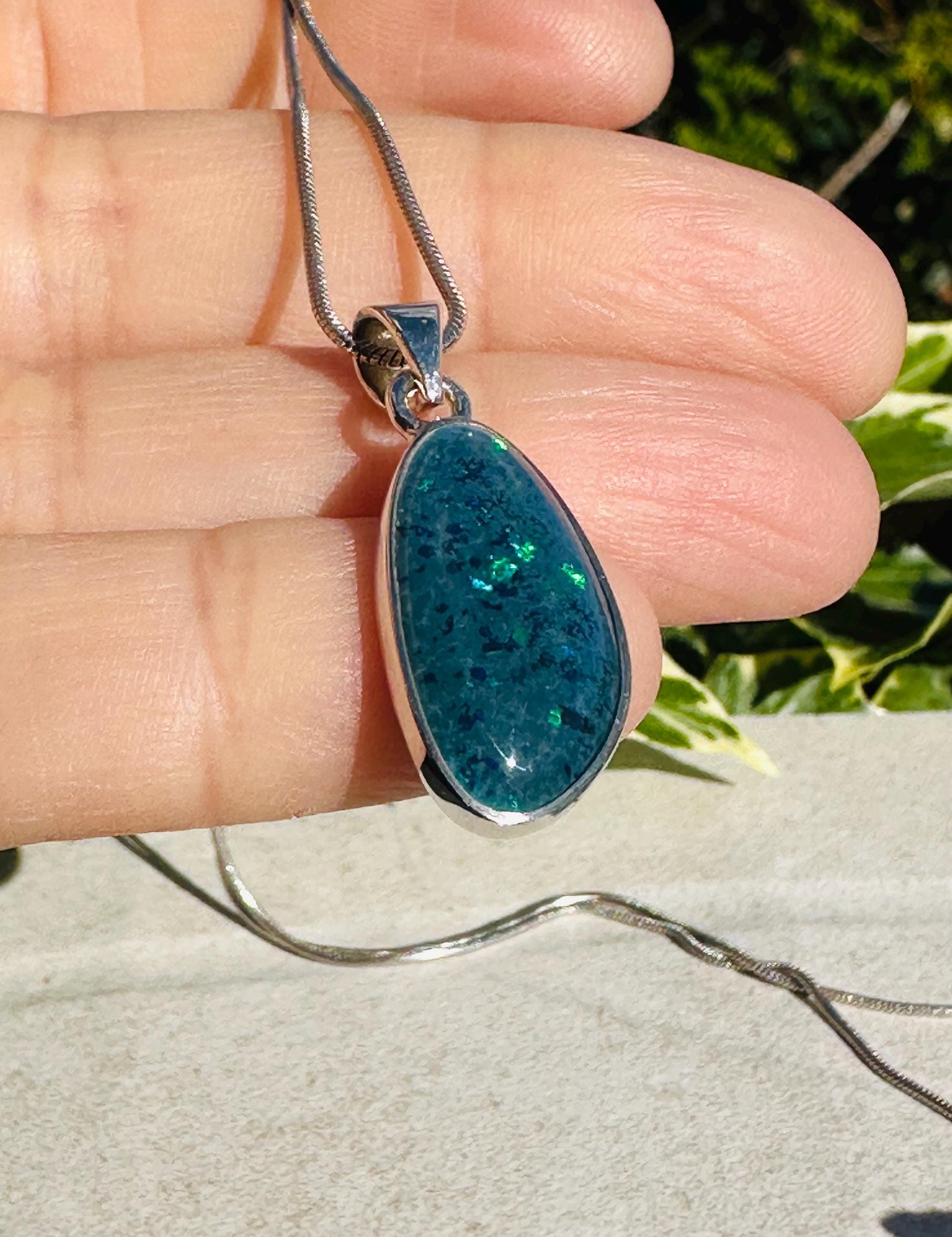 Natural Australian Pendant 21mm x 12mm Sterling Silver Handmade UK