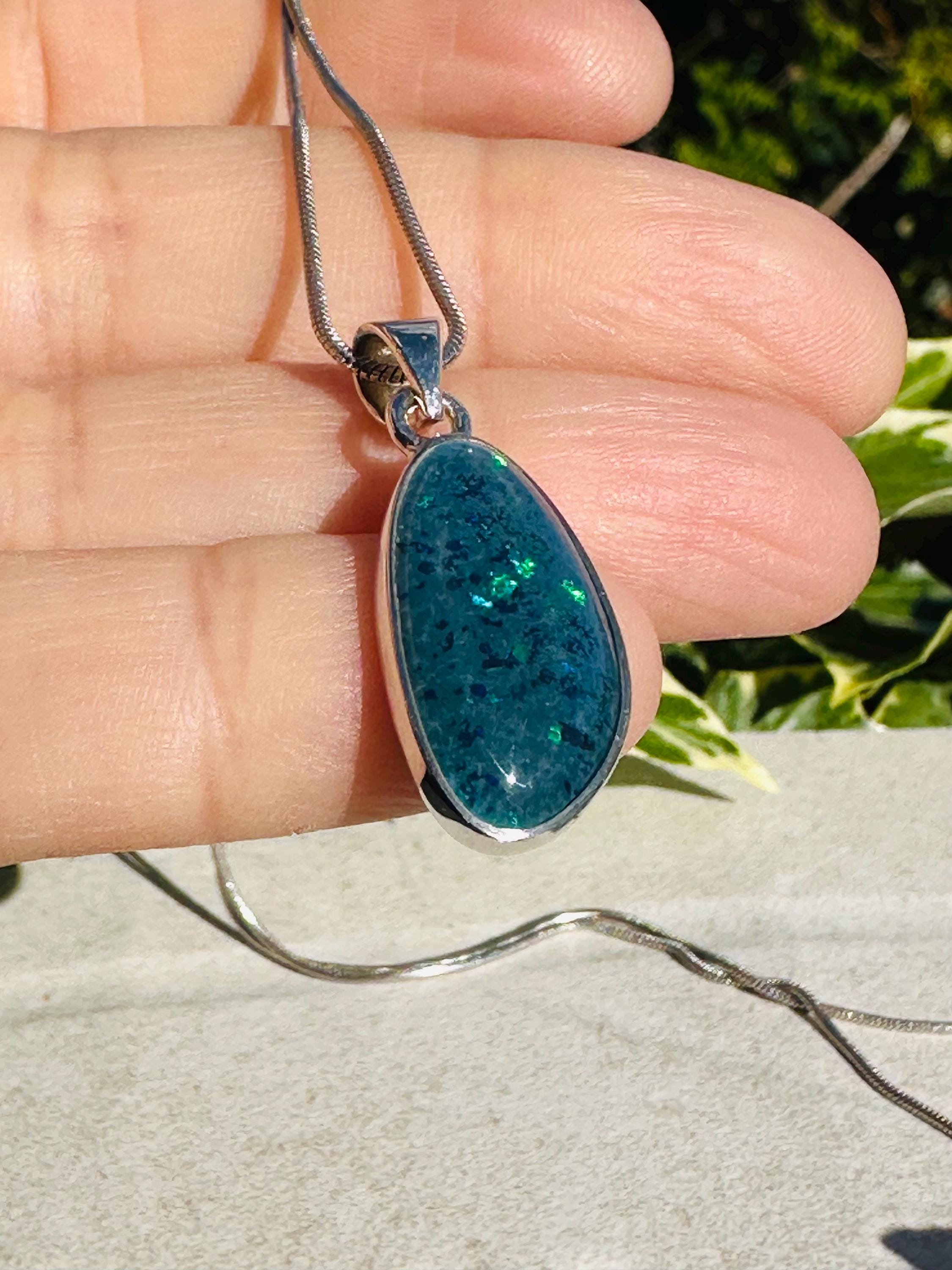 Natural Australian Pendant 21mm x 12mm Sterling Silver Handmade UK