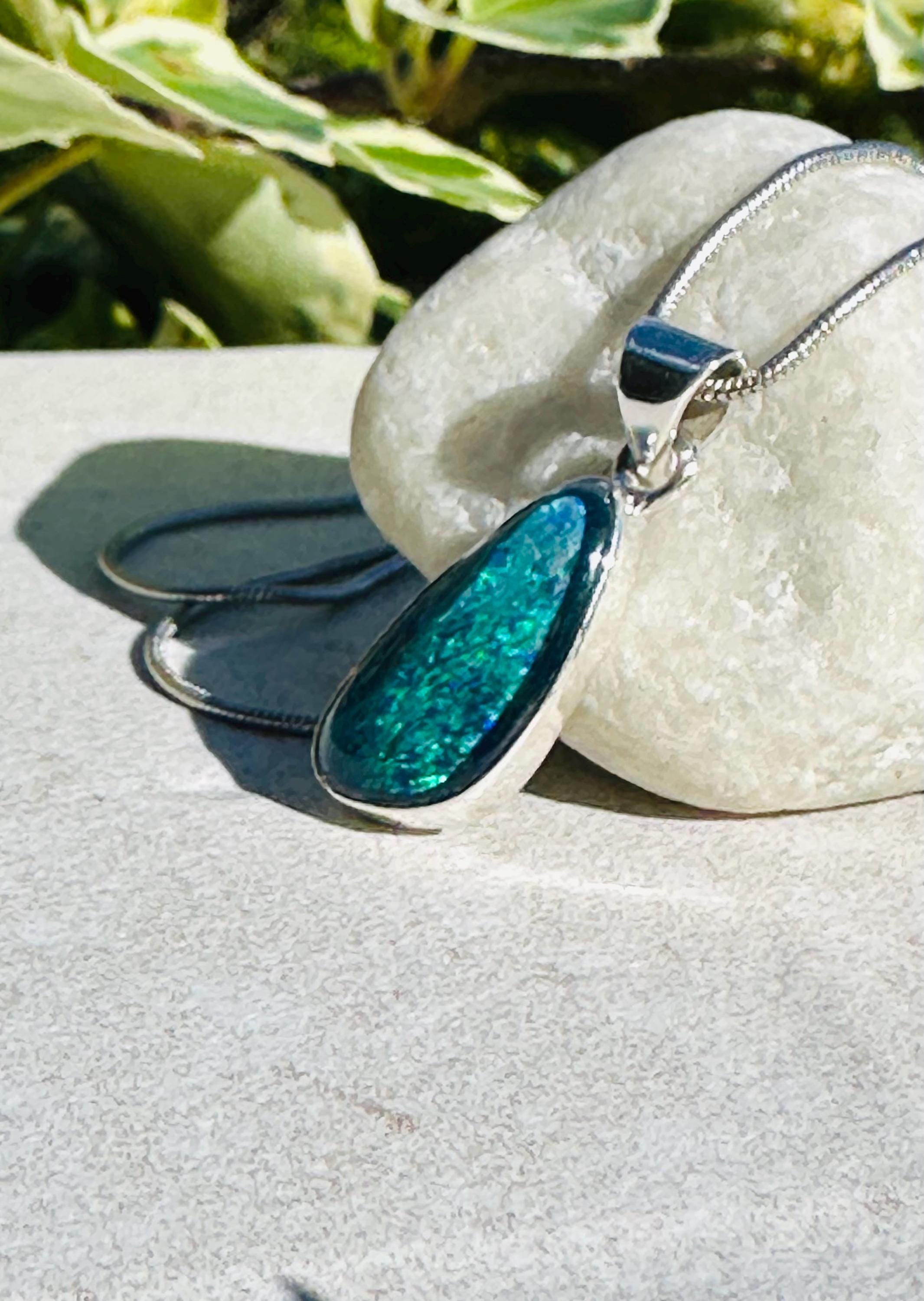 Natural Australian Pendant 18mm x 10mm Sterling Silver Handmade UK gift