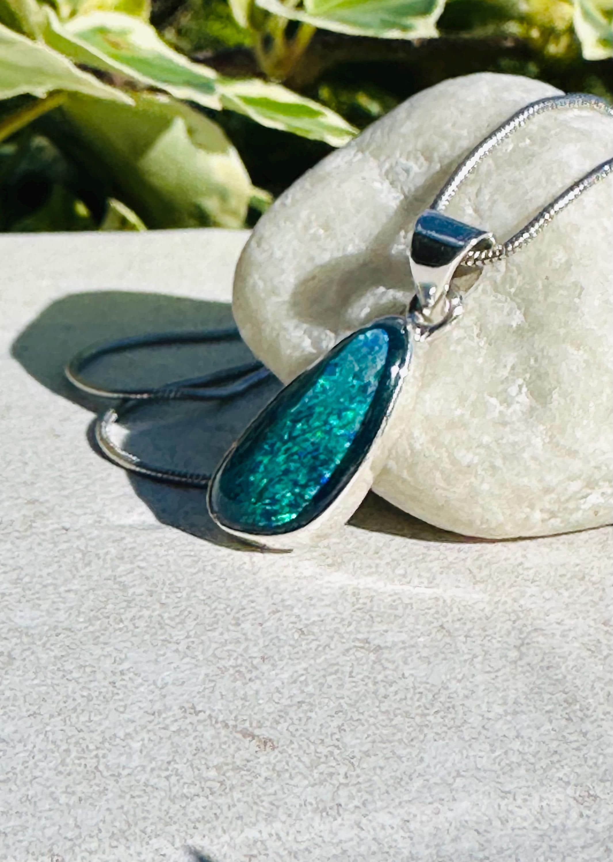 Natural Australian Pendant 18mm x 10mm Sterling Silver Handmade UK gift