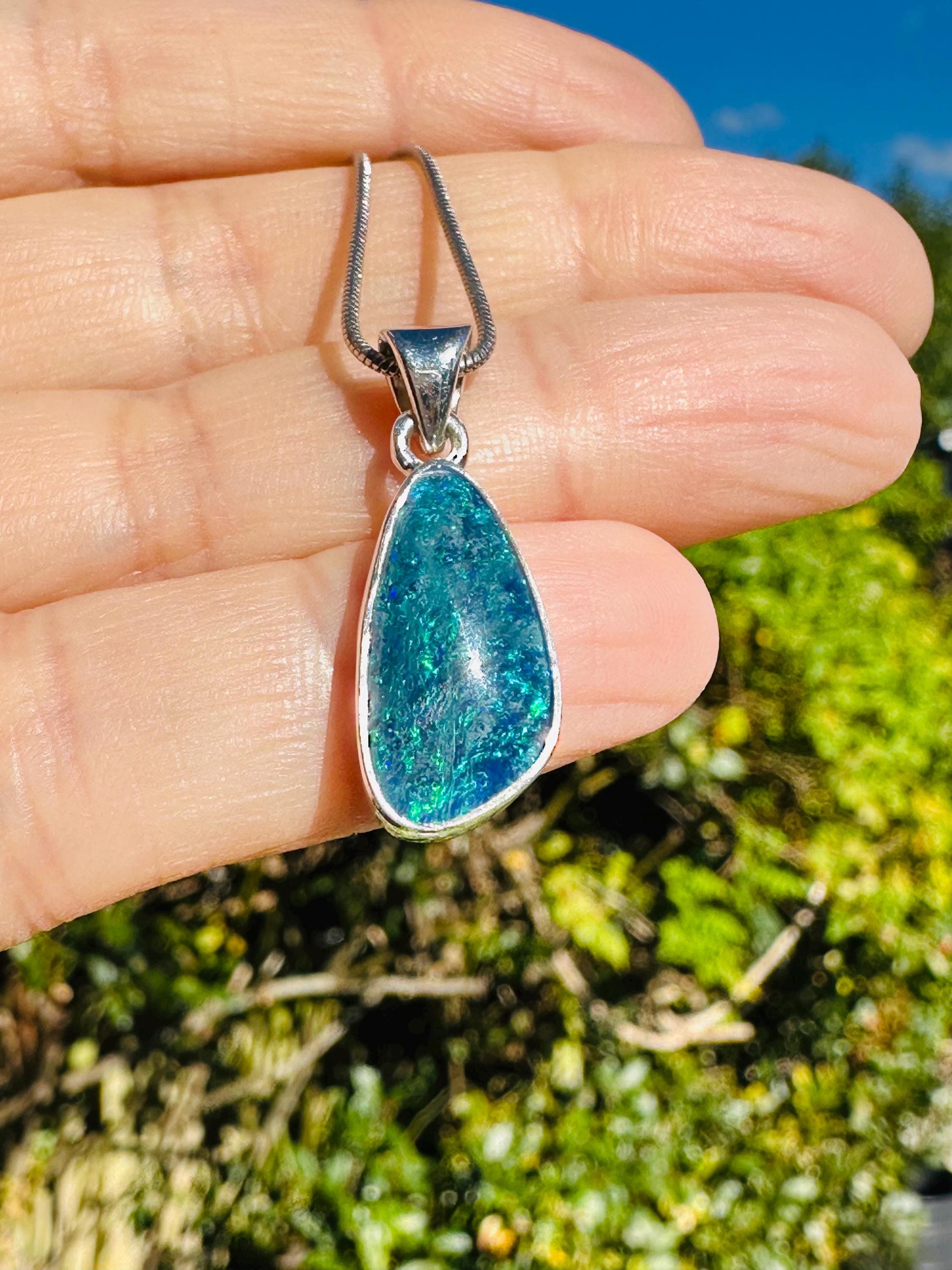 Natural Australian Pendant 18mm x 10mm Sterling Silver Handmade UK gift