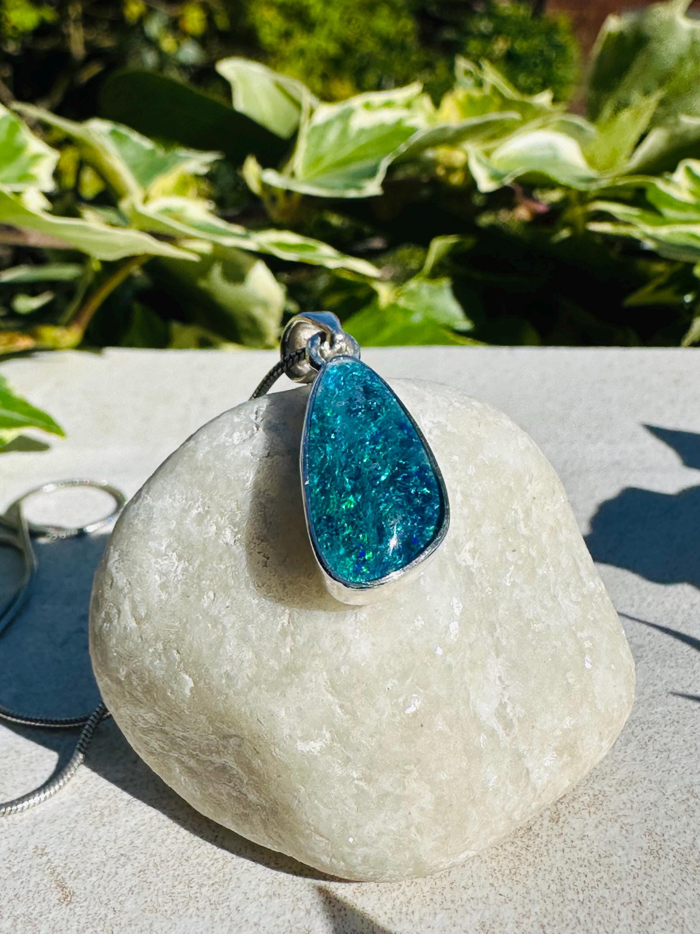 Natural Australian Pendant 18mm x 10mm Sterling Silver Handmade UK gift