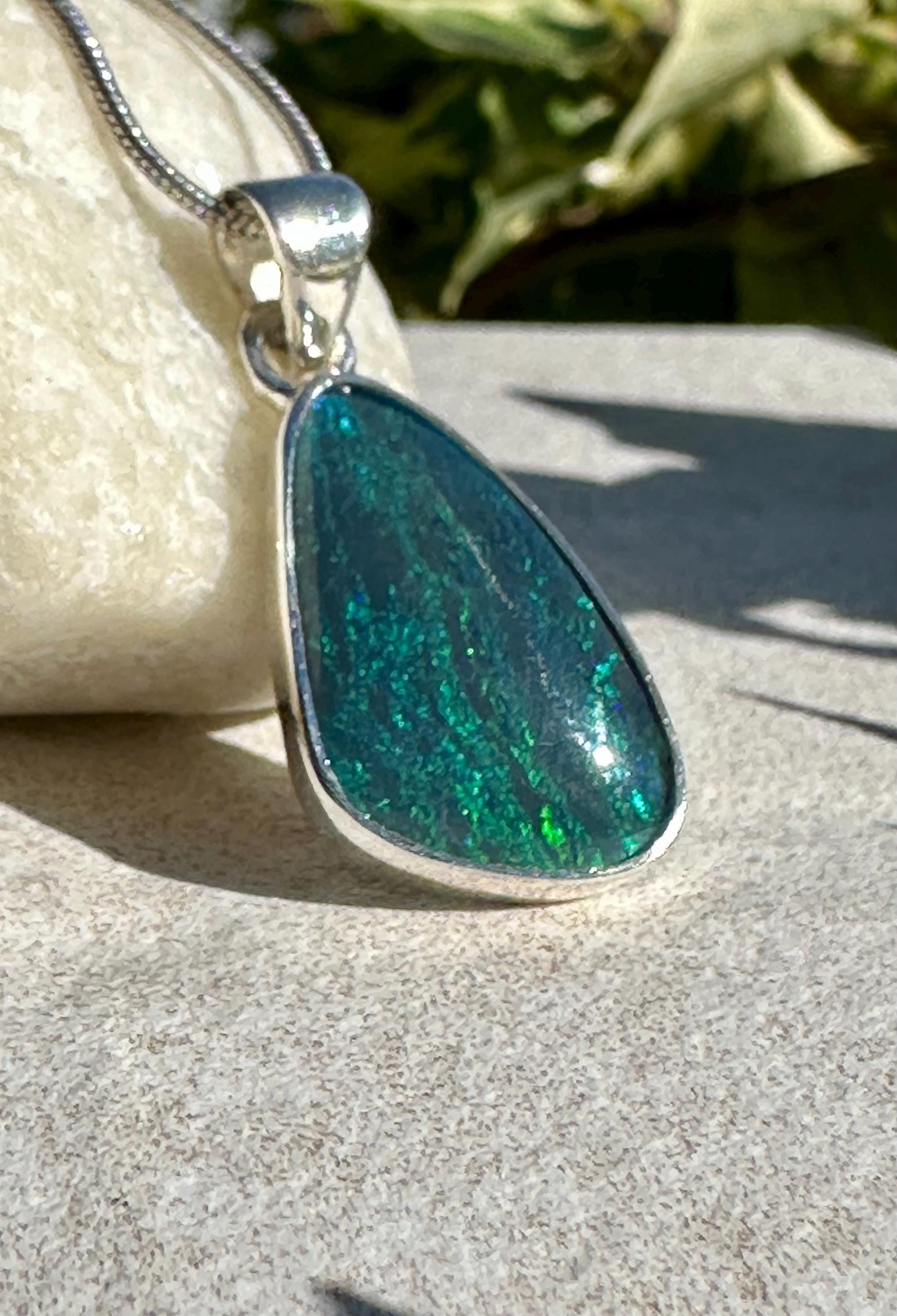 Natural Australian Pendant 20mm x 13mm Sterling Silver Handmade UK gift