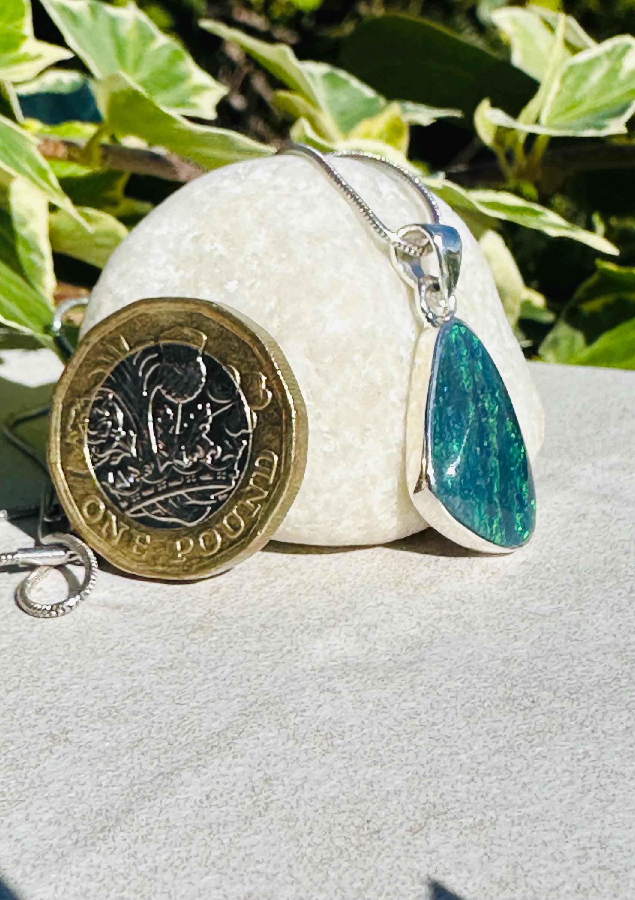 Natural Australian Pendant 20mm x 13mm Sterling Silver Handmade UK gift