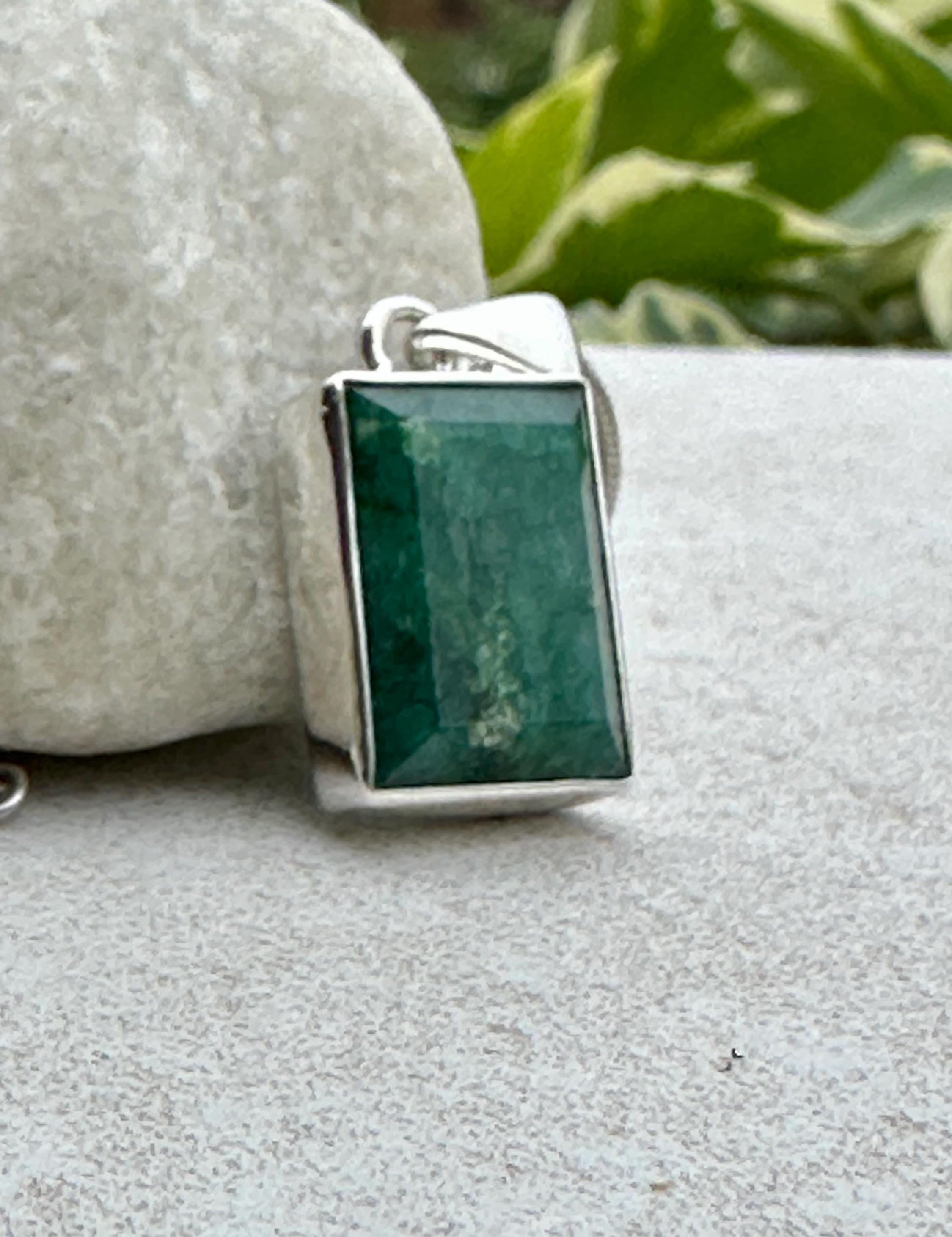 Emerald and Sterling Silver Pendant