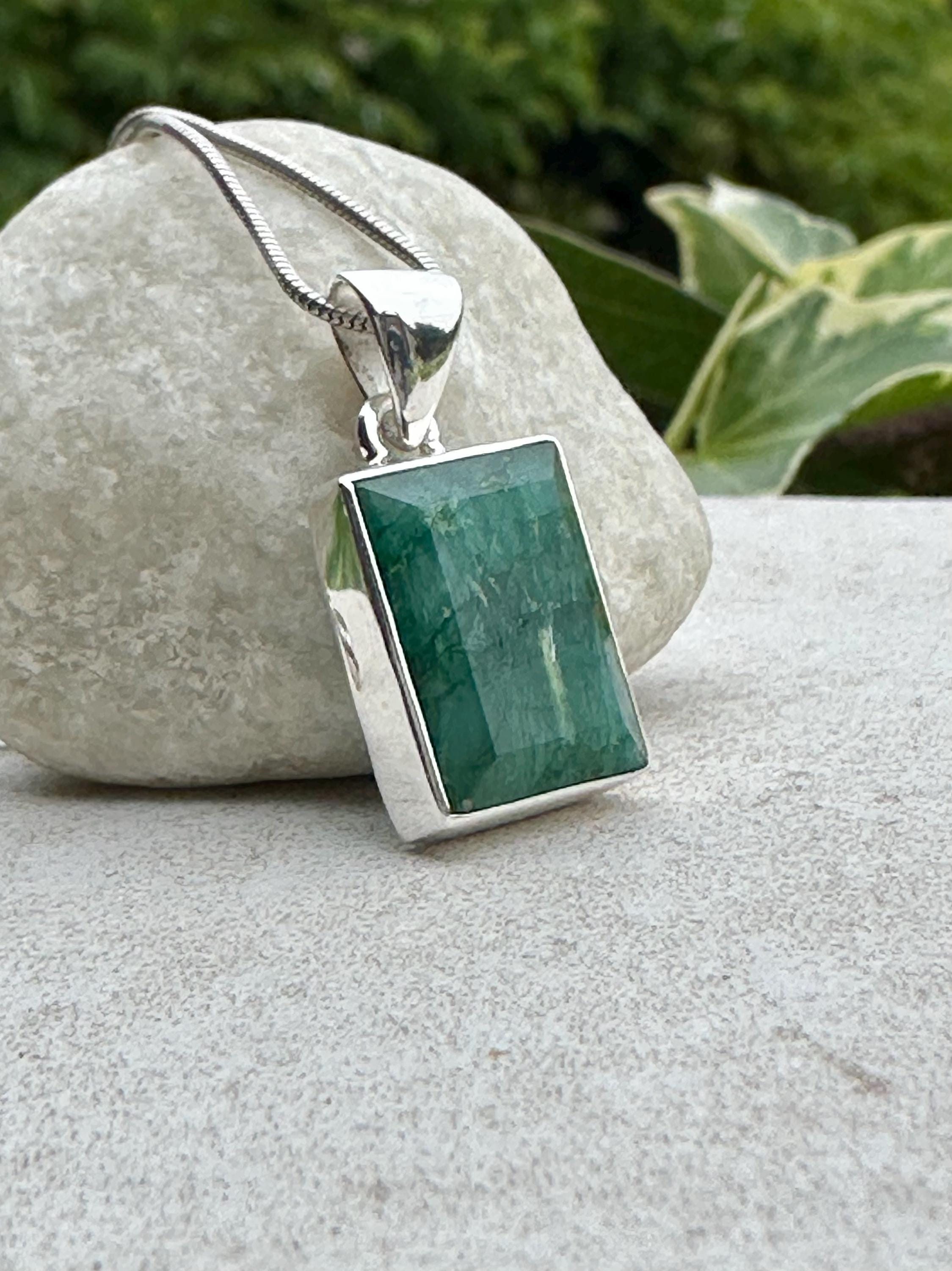 Emerald and Sterling Silver Pendant