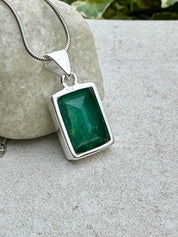 Emerald and Sterling Silver Pendant