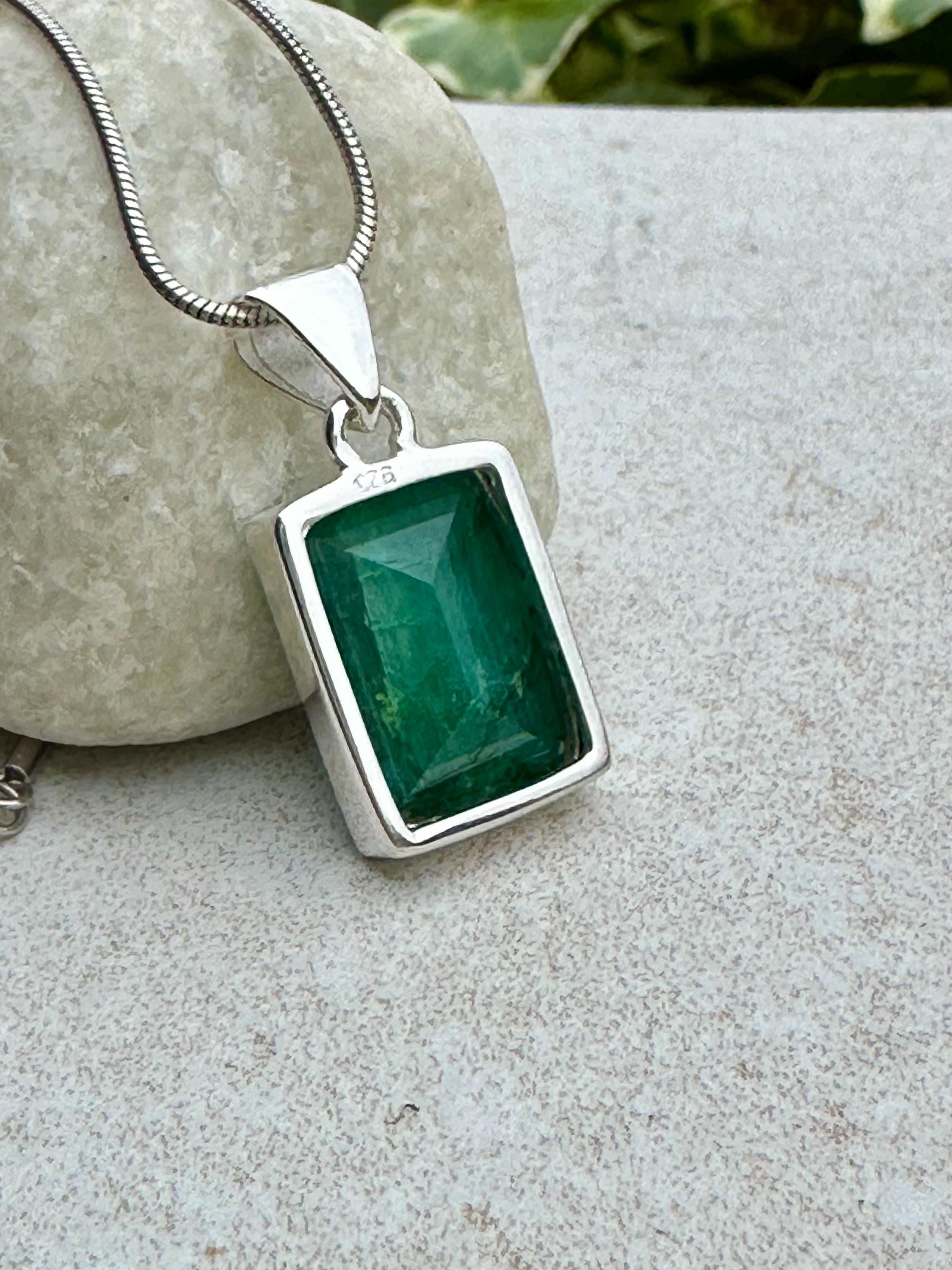 Emerald and Sterling Silver Pendant
