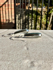 Moss Agate Dangle Earrings, Large Teardrop 22mm x 12mm Sterling Silver, Handmade UK gift