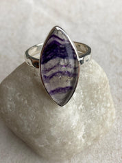 Handmade Blue John Ring: Marquise Sterling Silver Derbyshire Gemstone