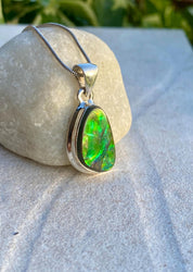 Iridescent Ammolite Pendant: 925 Sterling Silver, Alberta Gemstone