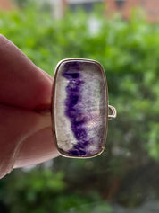 Blue John Silver Rectangular Ring - 2.3cm x 1.3cm