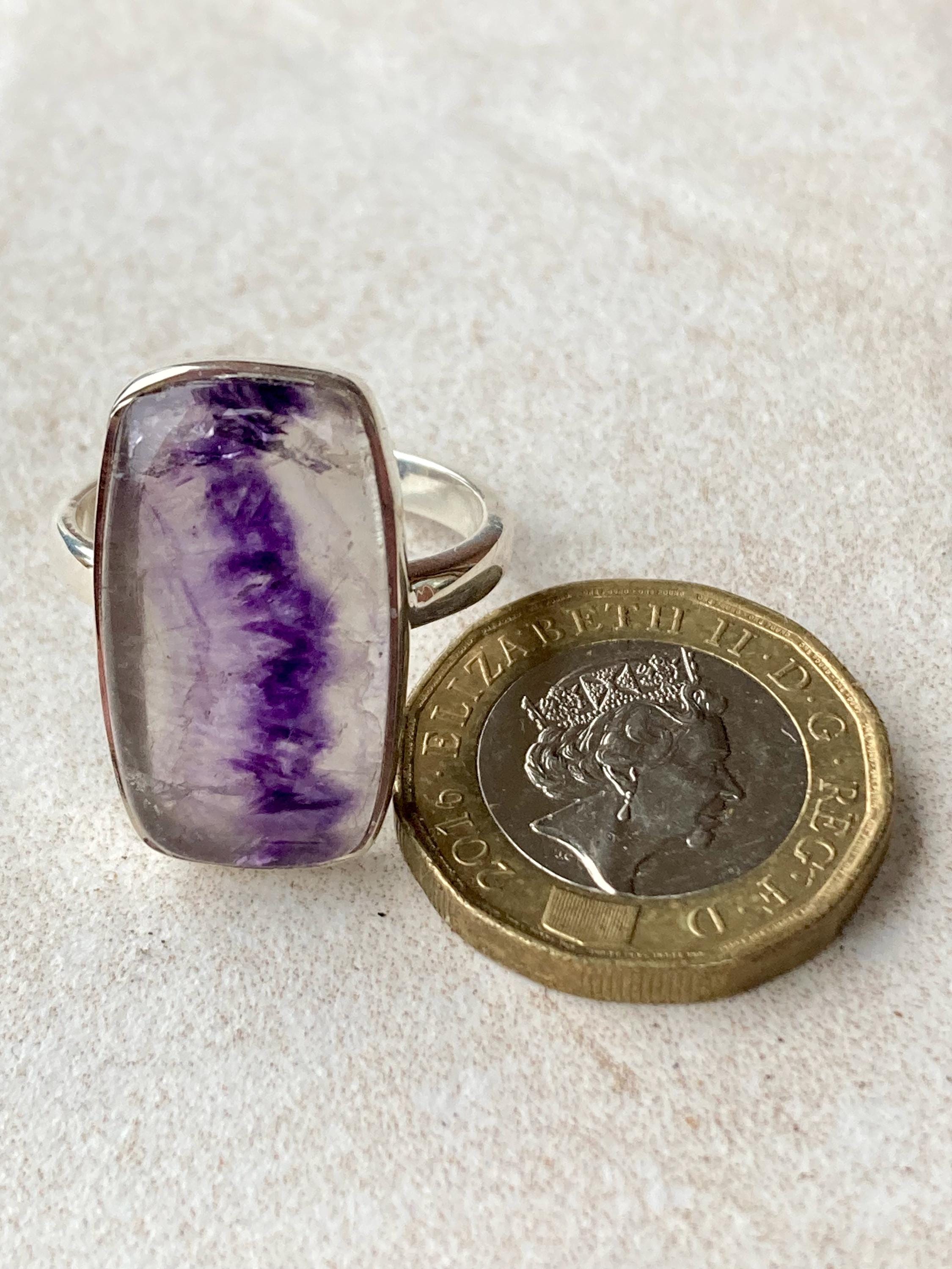 Blue John Silver Rectangular Ring - 2.3cm x 1.3cm