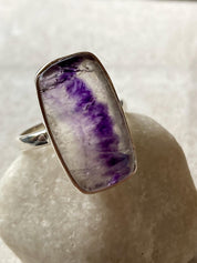 Blue John Silver Rectangular Ring - 2.3cm x 1.3cm