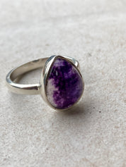 Blue John Ring and Silver Teardrop 15mm x 13mm.