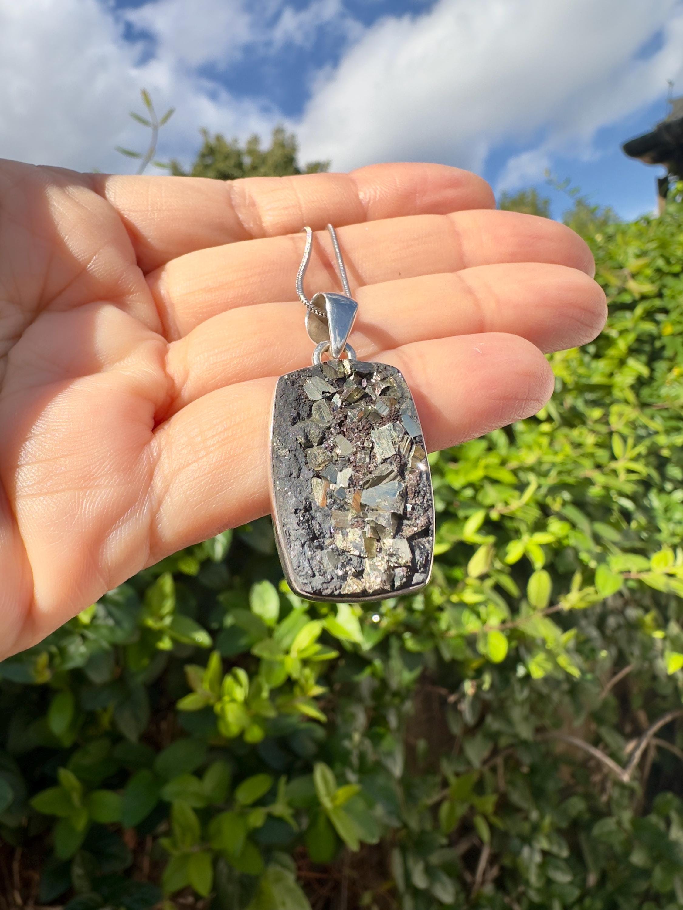 Pyrite Drusy/Druzy Silver Pendant
