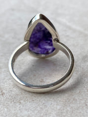 Blue John Silver Teardrop Ring - 2.3cm x 1.4cm