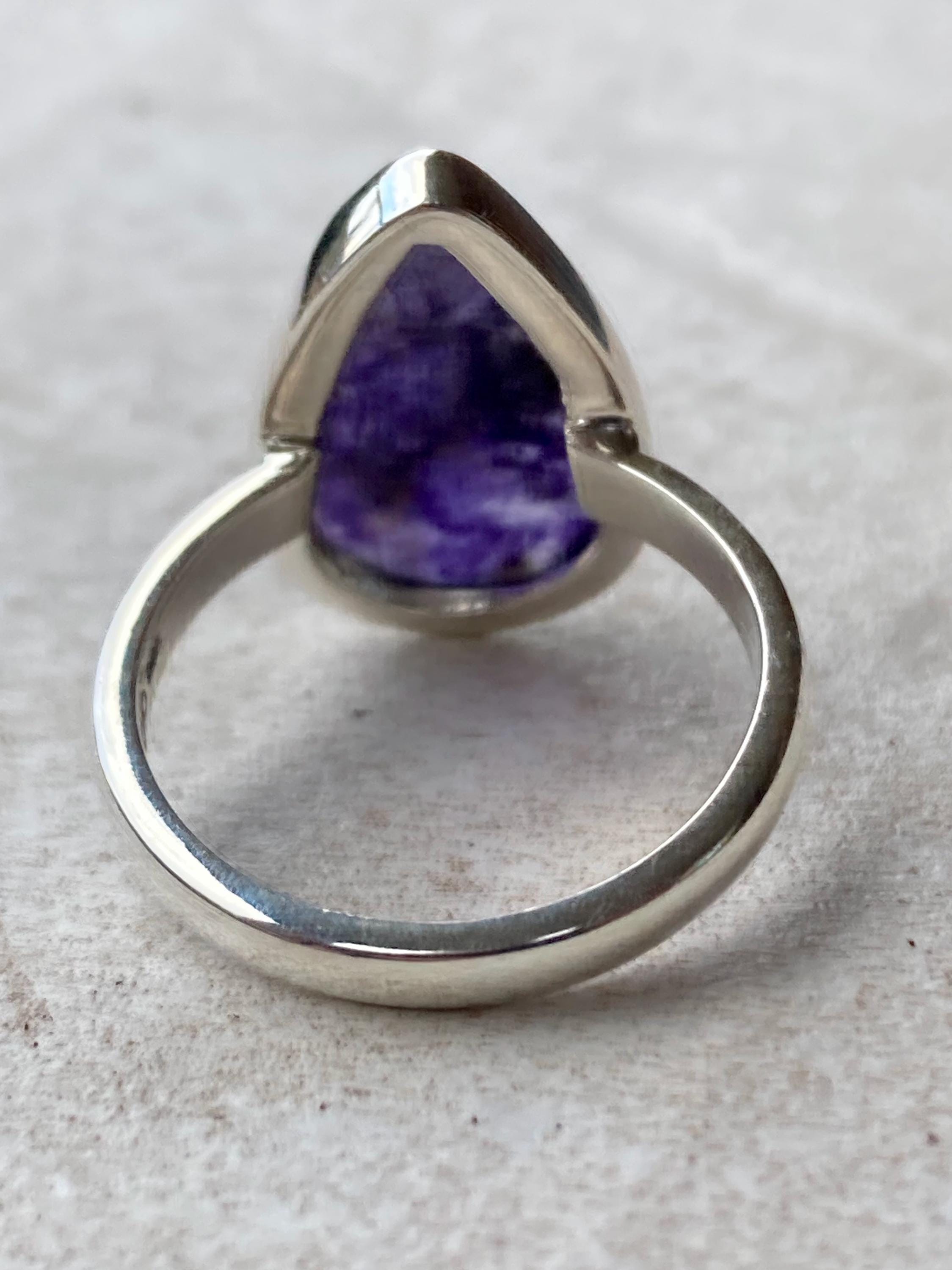 Blue John Silver Teardrop Ring - 2.3cm x 1.4cm
