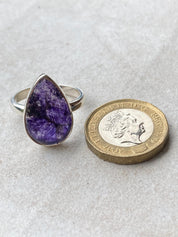 Blue John Silver Teardrop Ring - 2.3cm x 1.4cm