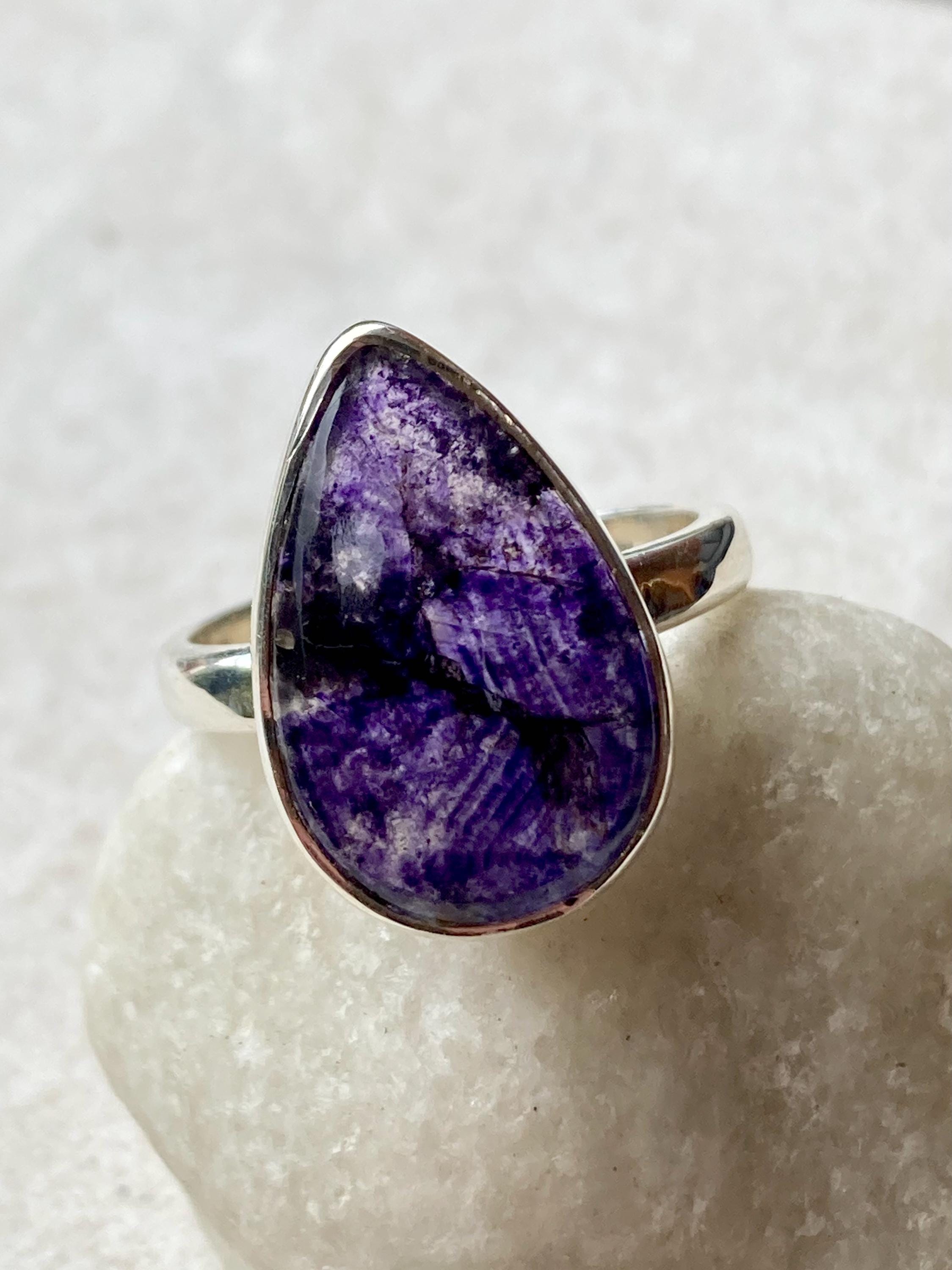 Blue John Silver Teardrop Ring - 2.3cm x 1.4cm